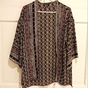 Express Black and Red Patterned Kimono Top